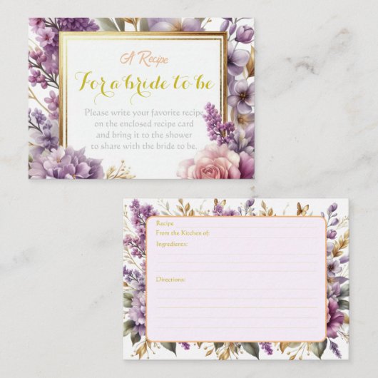 Elegante Lavendel Wildflower Custom Informatiekaartje (Voorkant / Achterkant)