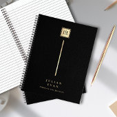 Elegante Lederen Print Zwart & Goud Monogram Spira Notitieboek