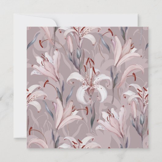 Elegante lelie bruiloft uitnodiging – tijdloze blo (Achterkant)