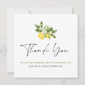 Elegante Lemon Greenery bruiloft Dank u Bedankkaart (Voorkant)
