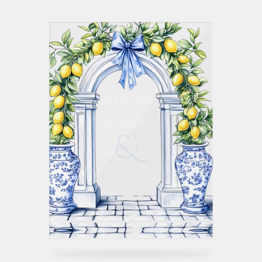 Elegante Lemon Grove gepersonaliseerde welkom brui Acryl Bord (Voorkant)