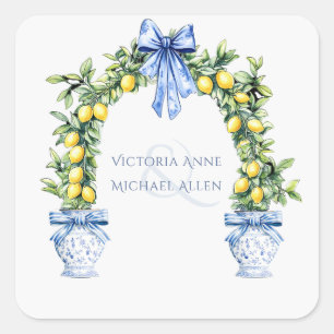 Elegante Lemon Topiary Romantische bruiloft Vierkante Sticker