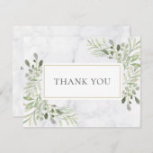 Elegante lente bladeren witte marmeren zakelijke bedankkaart (Voorkant / Achterkant)