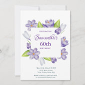 Elegante lente bloem 60ste verjaardagsuitnodiging kaart (Voorkant)