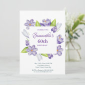 Elegante lente bloem 60ste verjaardagsuitnodiging kaart (Staand voorkant)
