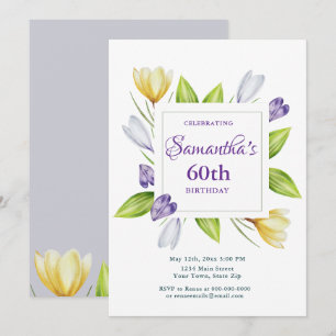 Elegante lente bloem 60ste verjaardagsuitnodiging kaart