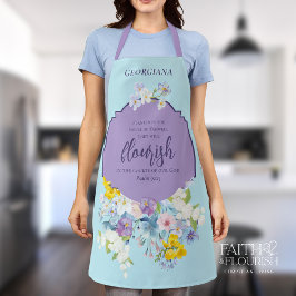 Elegante lente bloemen Bijbelvers gepersonaliseerd Schort