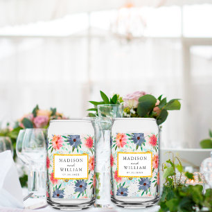 Elegante Lente Boho Chic Groene Bloemenweide Blikvorm Glas