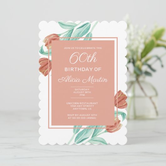 Elegante lente bruine tulp 60ste verjaardag kaart (Staand voorkant)