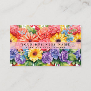 Elegante lente kleurrijke bloemen visitekaartjes