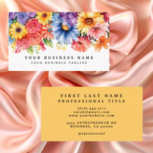 Elegante Lente Kleurrijke Bloemen Visitekaartjes