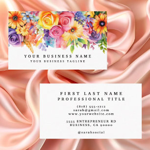 Elegante Lente Kleurrijke Bloemen Visitekaartjes