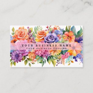 Elegante Lente Kleurrijke Bloemen Visitekaartjes