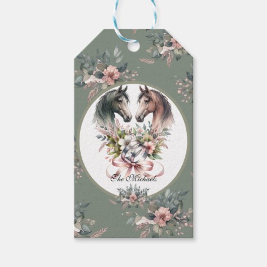 Elegante lente paard bruiloft cadeaulabel (Voorkant)