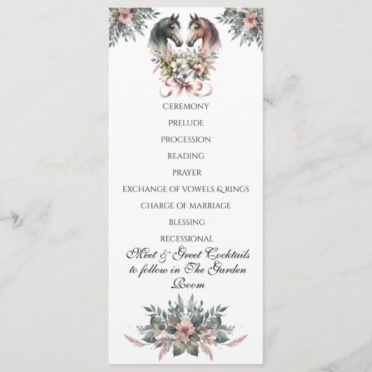 Elegante lente paard bruiloft programma (Voorkant)