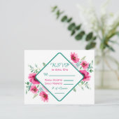 Elegante lente roze bloemenbruiloft RSVP Kaart (Staand voorkant)