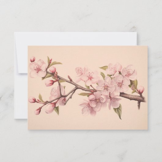 Elegante lente roze kersenbloesem bruiloft bedankkaart (Achterkant)