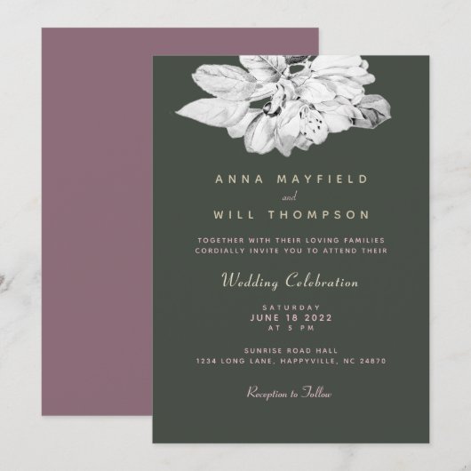 Elegante Lente Tuin Zwart Wit Appel Bruiloft Kaart (Voorkant / Achterkant)