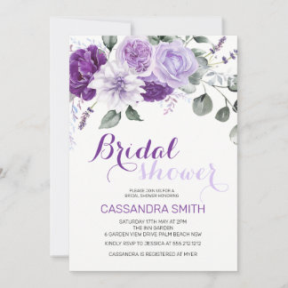 Elegante Lente Violet Bloemachtige Bruiloftsdouche Kaart