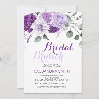 Elegante Lente Violet Bloemrijke Bruids Brunch Sho Kaart