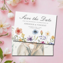 Elegante lente wilde bloemen met foto achterzijde