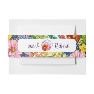 Elegante lente Wildflower Bloemen bruiloft Uitnodigingen Wikkel