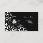 Elegante Leopard Black Silver Diamond Visitekaartje (Voorkant)