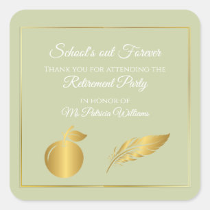 Elegante leraren Golden Pastel Pensioenfeest Vierkante Sticker