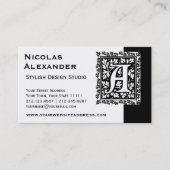 Elegante letter A Antiek monogram Renaissance Visitekaartje (Voorkant)