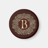 Elegante letter B goud en rood damast monogram Magneet (Voorkant)