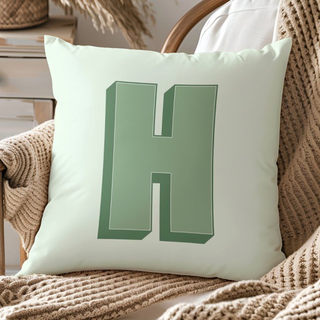Elegante Letter H Monogram Persoonlijke Initiaal Kussen (Creator heeft geüpload)
