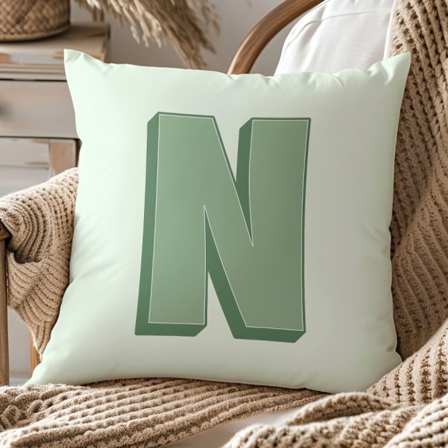 Elegante Letter N Monogram Persoonlijke Initiaal Kussen (Creator heeft geüpload)