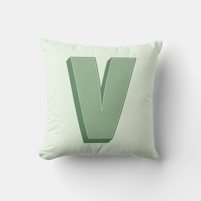 Elegante Letter V Monogram Persoonlijke Initiaal Kussen (Voorkant)