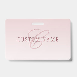 Elegante Lettering & Monogram Rose Ombre Badge