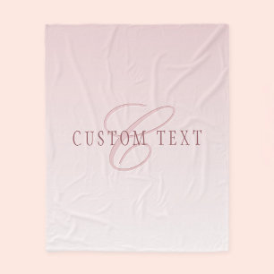 Elegante Lettering & Monogram Rose Ombre Fleece Deken