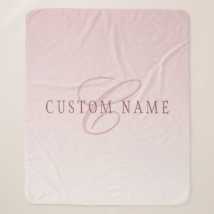 Elegante Lettering & Monogram Rose Ombre Sherpa Deken