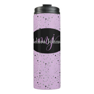 Elegante lettertypografie op zwart thermosbeker