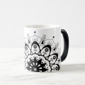 Élégante lettre de script noir Mandala Mug magique (Devant droit)