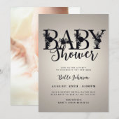 Élégante lettre florale Baby shower Invitation - P (Devant / Derrière)
