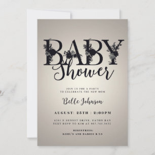 Élégante lettre florale Baby shower Invitation - P
