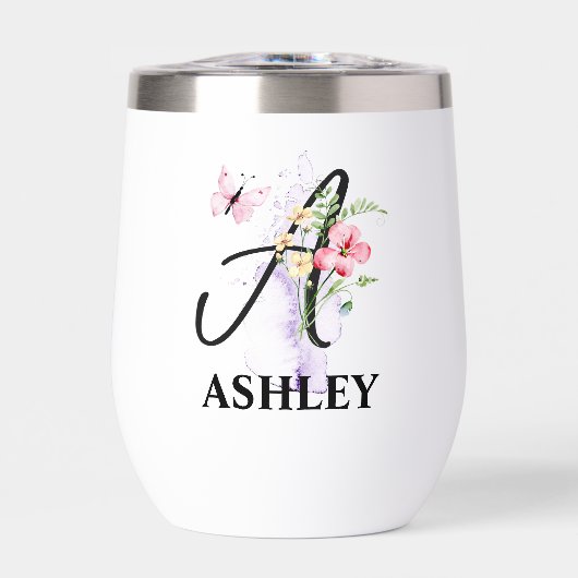 Élégante Lettre Script A Monogramme Nom personnali (Avant)