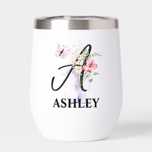 Élégante Lettre Script A Monogramme Nom personnali (Arrière)