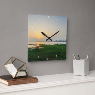 Elegante leuke aangepaste wandklok Voeg uw eigen f Vierkante Klok