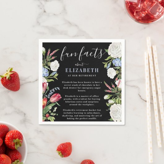 Elegante Leuke Feiten Modern Script Pastel Bloemen Servet (Insitu)