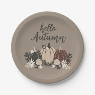 Elegante Leuke Retro Herfst Zwarte Pompoenen-Bloem Papieren Bordje