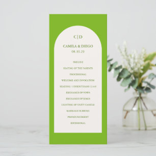 Elegante Levendige Groene Boog Moderne Trouwdag Programma