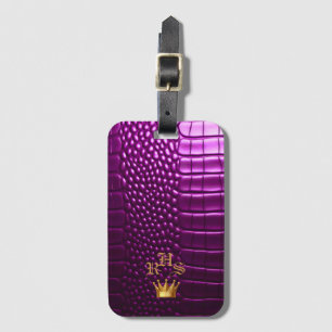 Elegante levendige Paarse nep krokodil monogram Bagagelabel