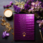 Elegante levendige Paarse nep krokodil monogram Planner