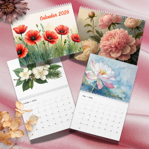 Elegante Levendige Waterverf Botanische 2026 Kalender