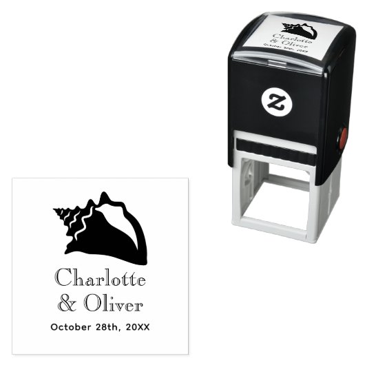 Elegante Lg Conch Zeeschelp Koppel Namen Datum Mon Zelfinktende Stempel (In situ)